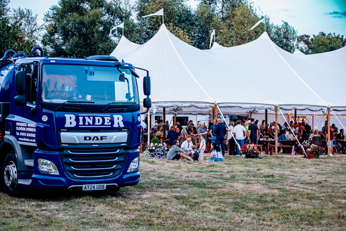 Binder staff celebrating in a marquee